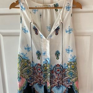 Sleeveless Floral Slit Neck Shirt Women’s L Lily White Blue Red Yellow Black